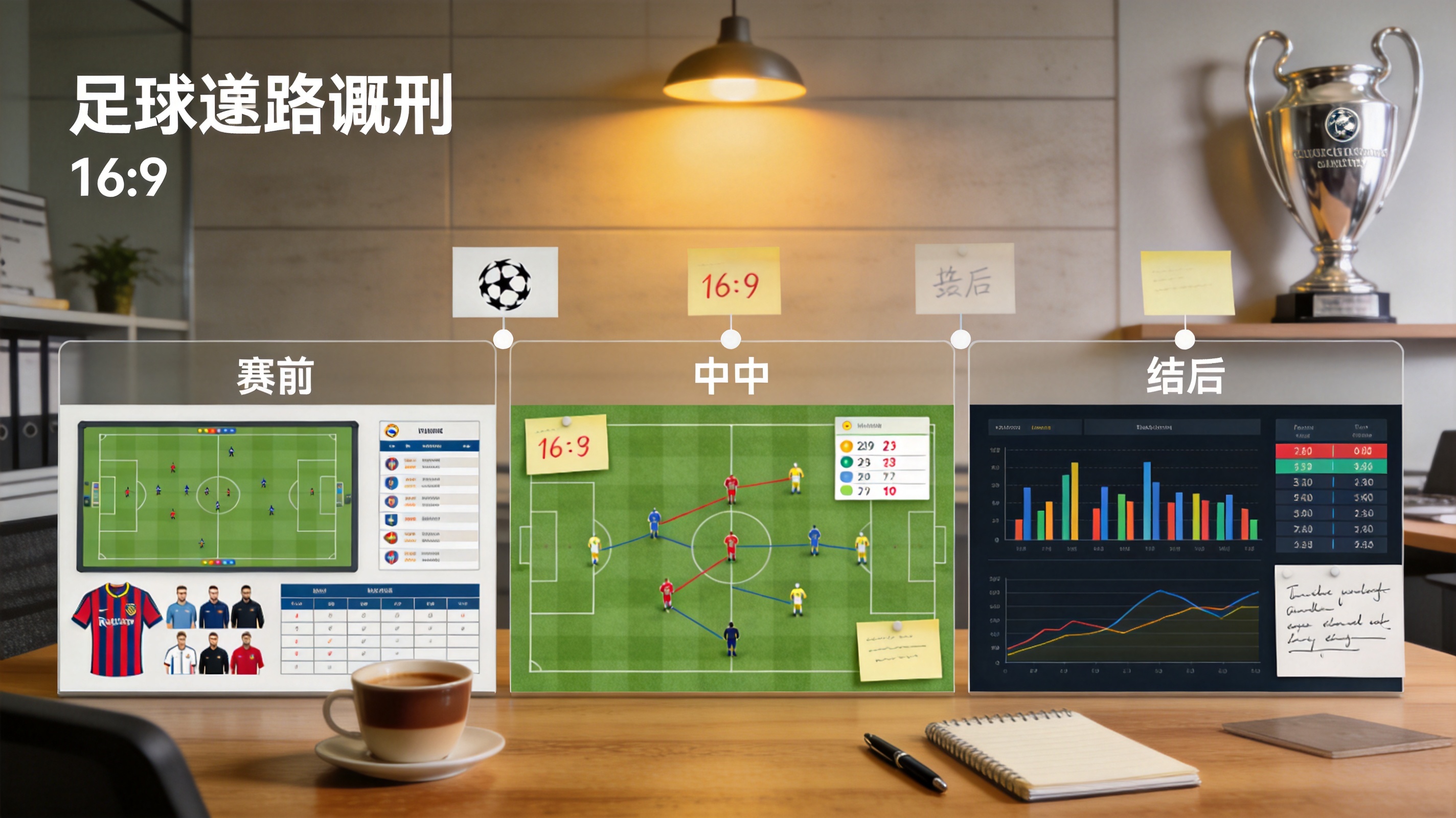 足球战术复盘内容配图，体现赛后数据与战术分析的整理场景